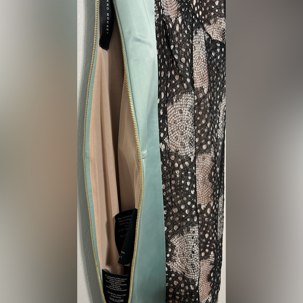 Roland Mouret One-Shoulder Lace Cocktail Dress Black Teal Designer - Picture 5 of 11